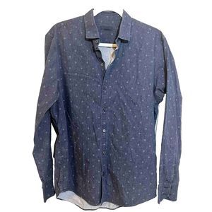 Zachary Prell Shirt Mens Medium Blue 100% Cotton Long Sleeve Button-Up Chambray